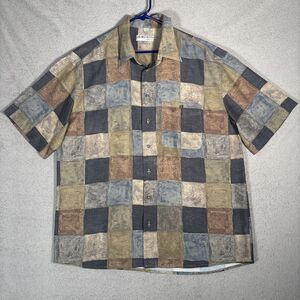 Georg Roth Of Germany Shirt Mens Size XL Plaid Abstract Water Colors Artsy Retro